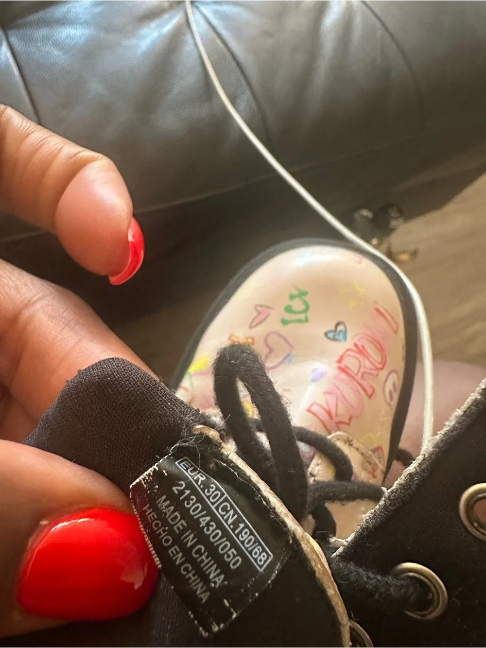 Zara Pink Doodle Lace-Up Combat Boots